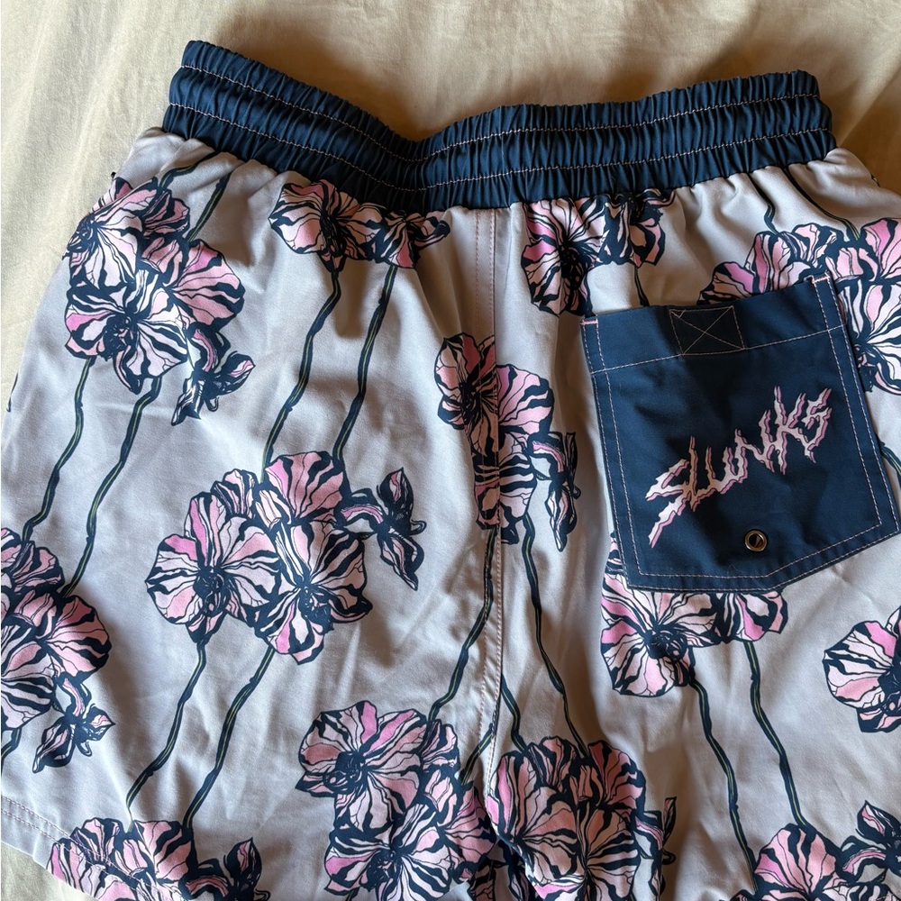 Slunks Men's Athletic Shorts - Pink Floral on Gray